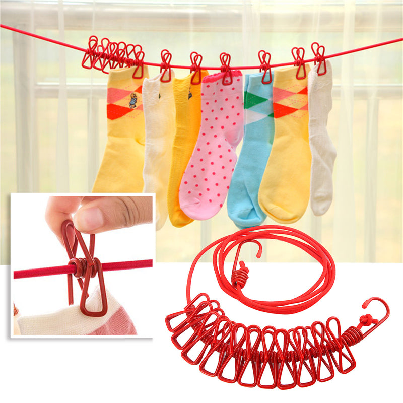 Stretchable Clothes Line With 12 Clips Drying House of Discounts.pk