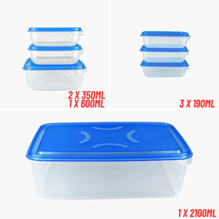 FOOD CONTAINERS, THUMB LOCK FOOD CONTAINER, STACKABLE PLASTIC STORAGE BOXES ( 7PC SET)