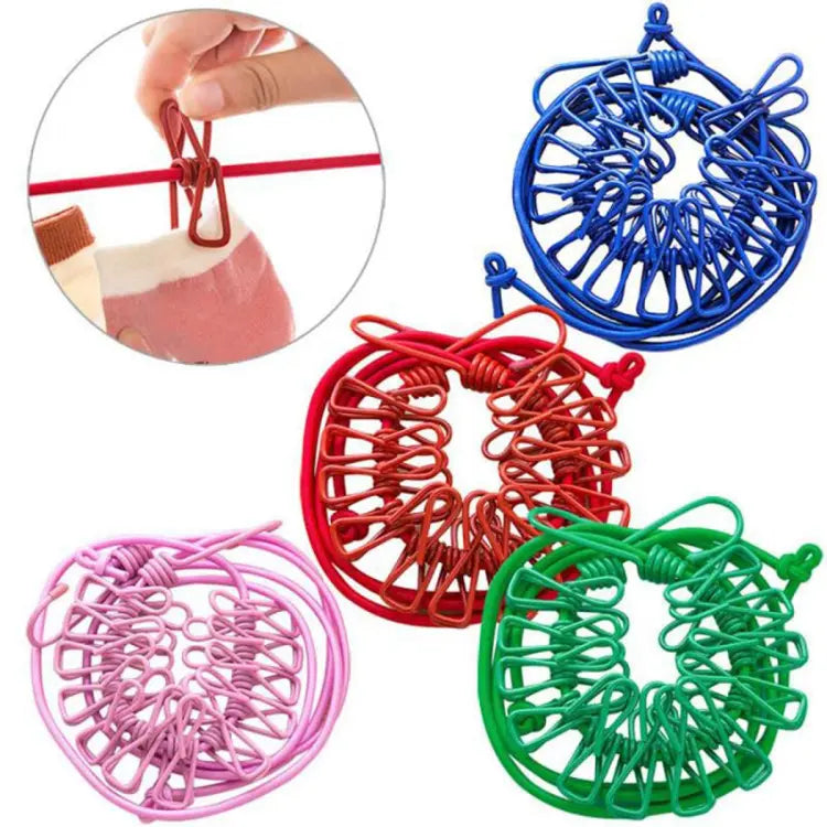 Stretchable Clothes Line With 12 Clips Drying House of Discounts.pk