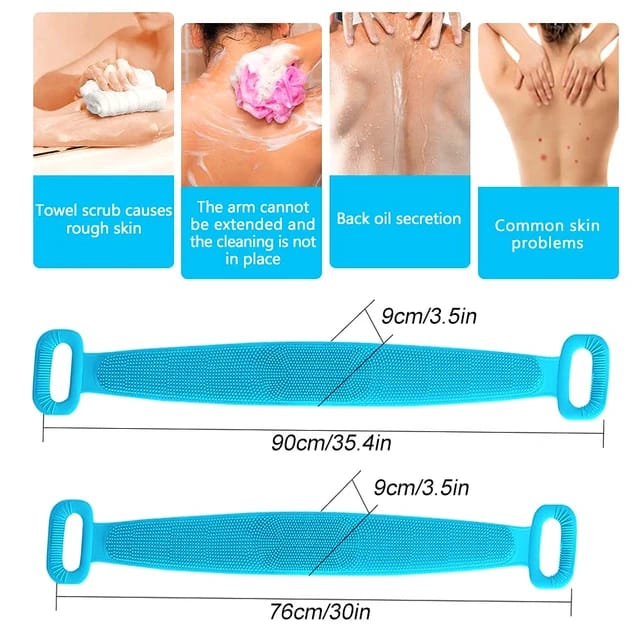 Silicone Bath Body scrub belt Soft Rubbing Massage Exfoliating Long Bath Body Brush with Soft Bristles for Men and Women2
