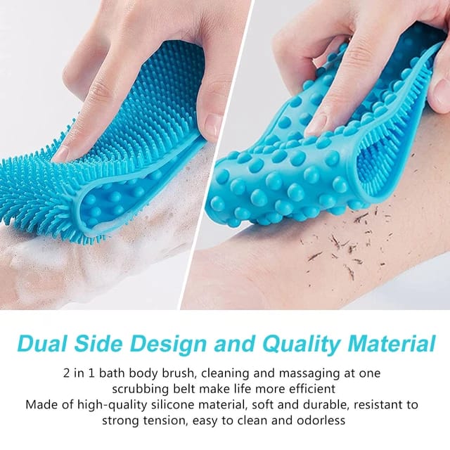Silicone Bath Body scrub belt Soft Rubbing Massage Exfoliating Long Bath Body Brush with Soft Bristles for Men and Women2