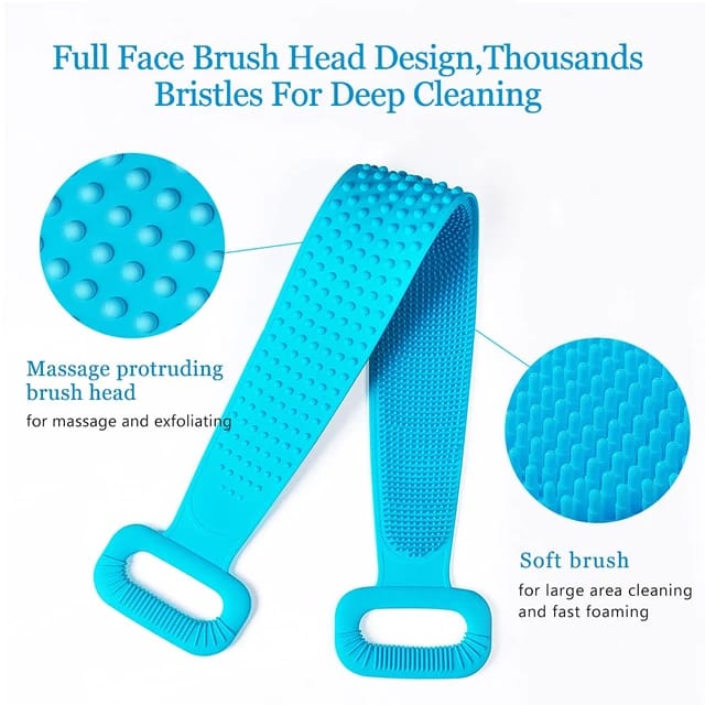 Silicone Bath Body scrub belt Soft Rubbing Massage Exfoliating Long Bath Body Brush with Soft Bristles for Men and Women2