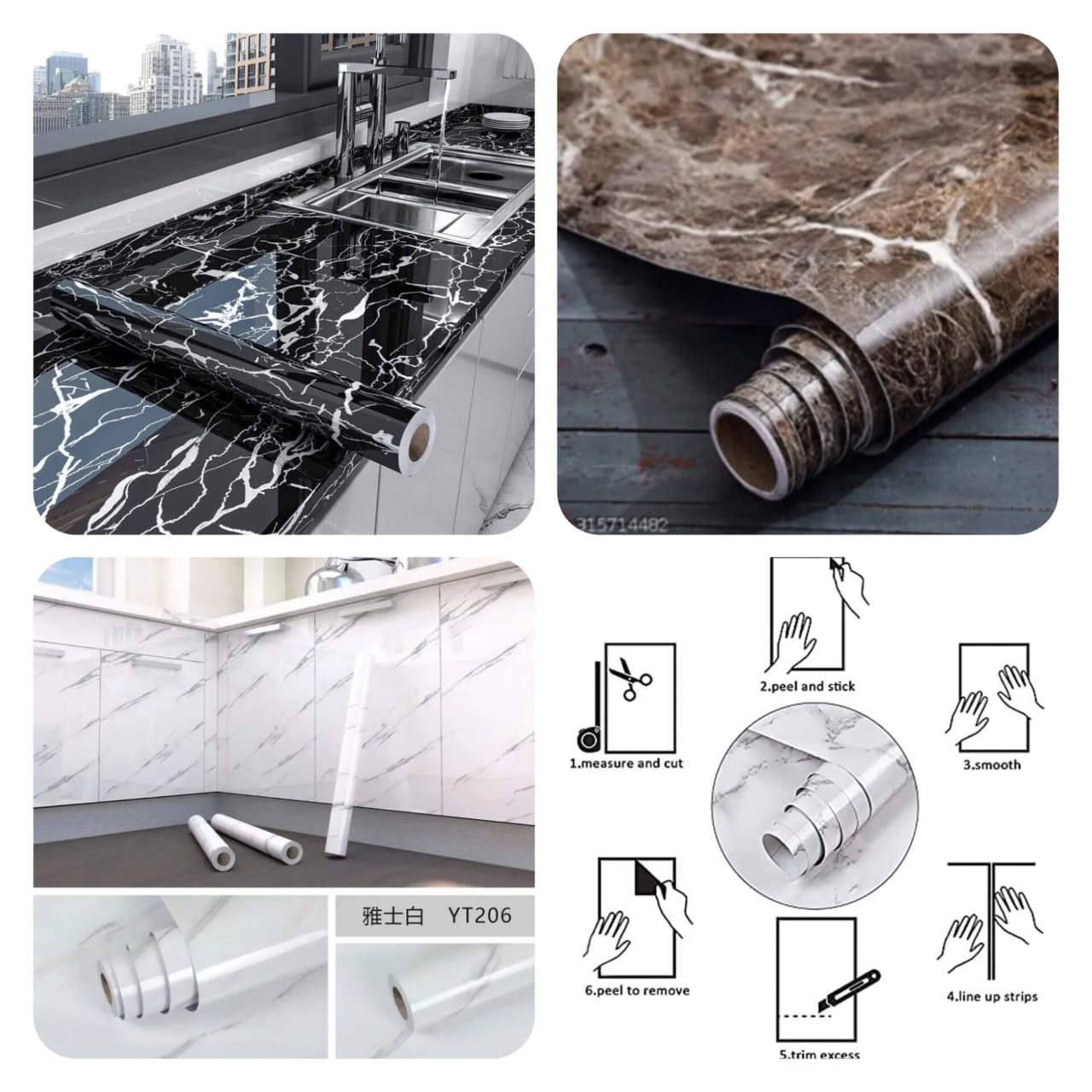 Marble Sheet for Kitchen 60 x 200 cm Waterproof Self Adhesive Marble Sticker Sheet