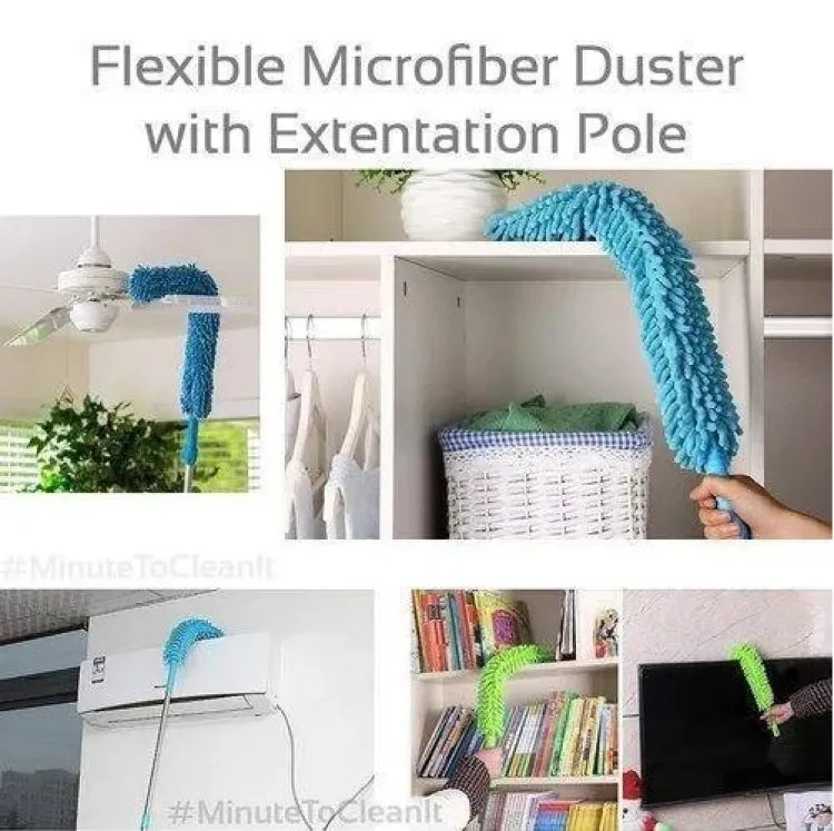 Flexible Micro Fiber Duster With Telescopic Stainless Steel Handle for Fan Cleaning Specially