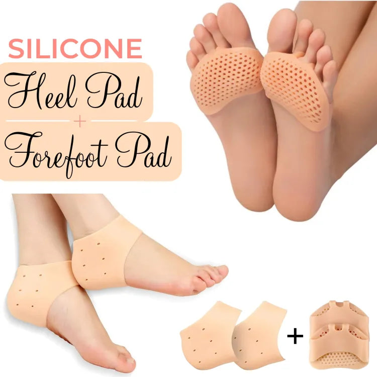2 Pairs | Silicone Heel Pads + Toe Pads Honeycomb Forefoot Socks Anti Crack