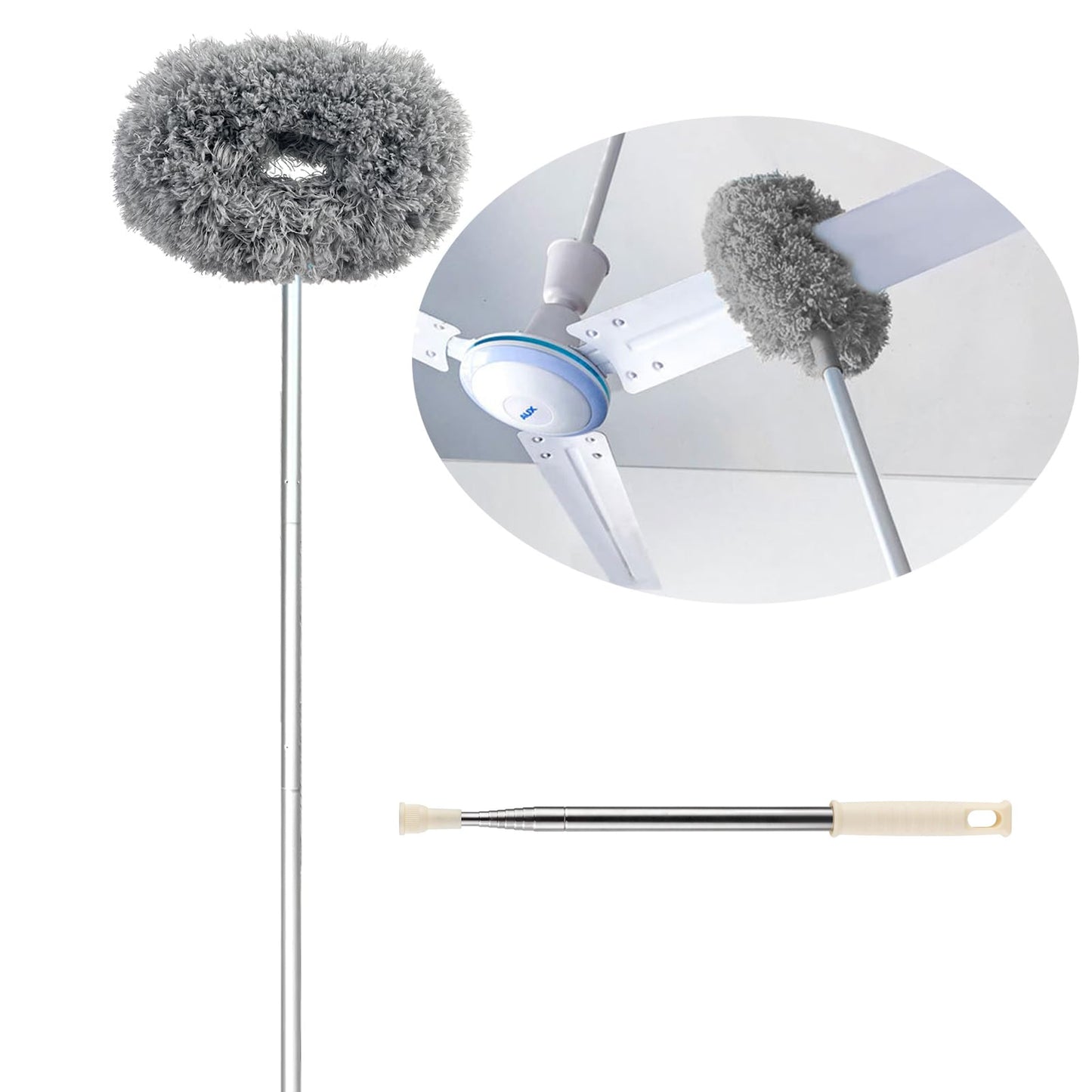 Mutli Purpose and Ceiling Fan Duster with Long Rod for Dust Cleaning