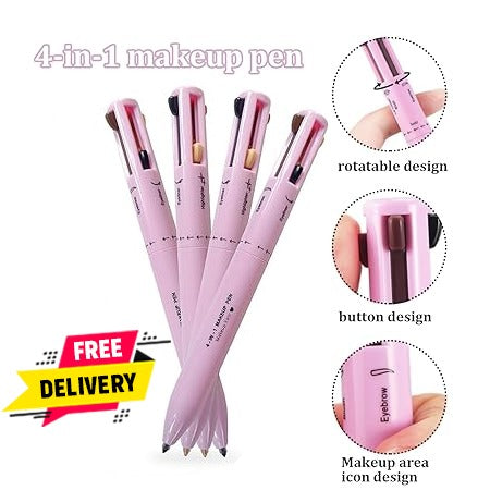 4 in 1 Make Up Pe, Multifunctional Eyebrows Eyeliner Lip Liner Highlighter Makeup Pen, Touch Up 4-in-1 Makeup Pen, Waterproof All In One Makeup Pen Eye Long Lasting (Pack of 1)