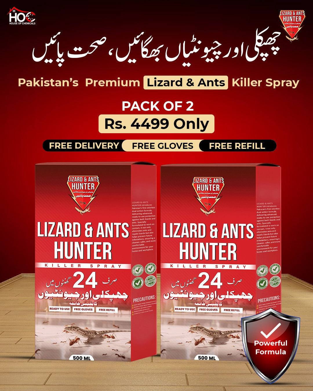 Chupkali چھپکلی (Lizard) Or Chunti (Ant) Killer Spray with Free Refill & Gloves Kill Lizard & Ant within 24 hours