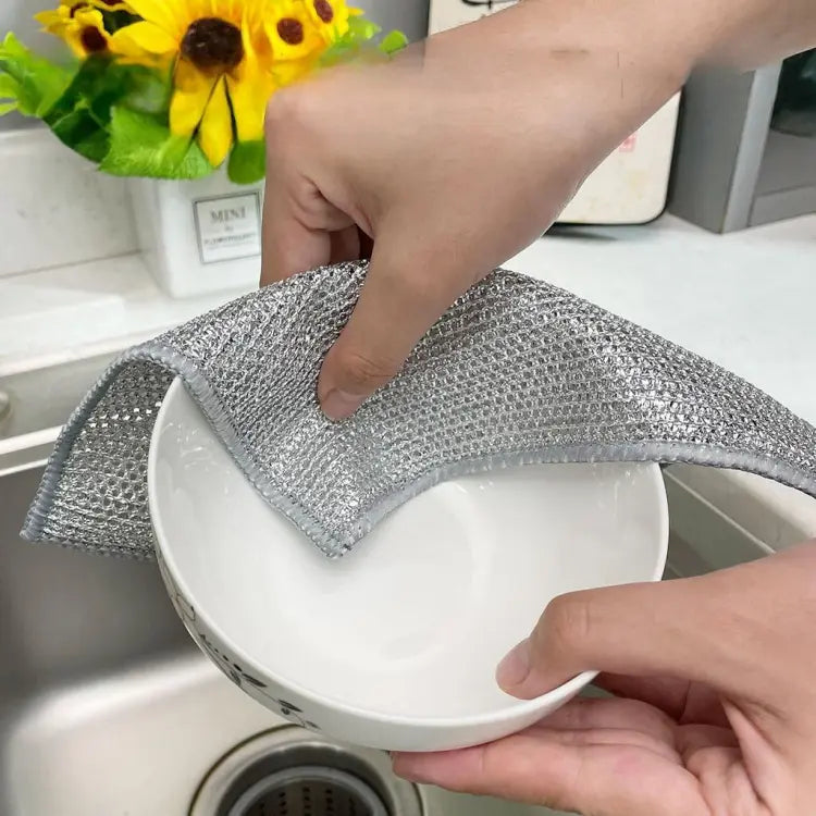 on-Scratch Wire Dishcloth, Dishwashing Rags for Wet and Dry, Easy Rinsing, Reusable,for Kitchen Cleaning for Dishes, Sinks, Stove Tops