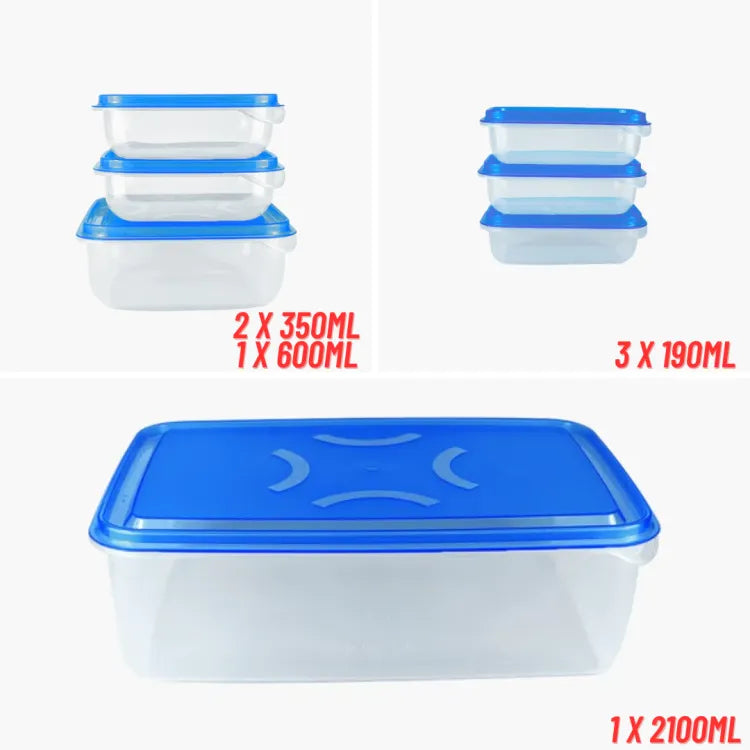 IKEA STYLE FOOD CONTAINERS, THUMB LOCK FOOD CONTAINER, STACKABLE PLASTIC STORAGE BOXES ( 7PC SET)