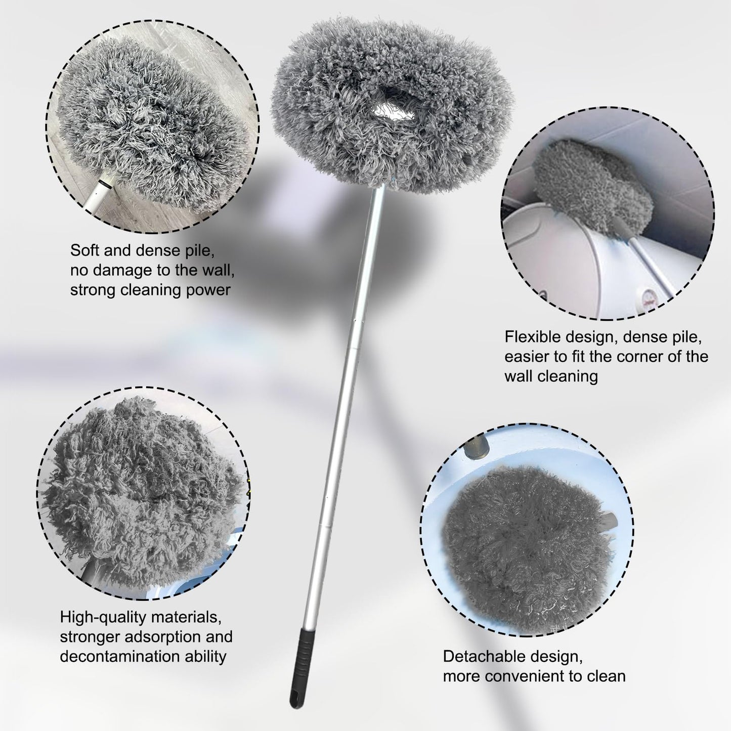 Mutli Purpose and Ceiling Fan Duster with Long Rod for Dust Cleaning