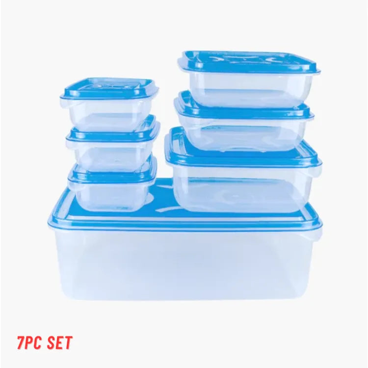 IKEA STYLE FOOD CONTAINERS, THUMB LOCK FOOD CONTAINER, STACKABLE PLASTIC STORAGE BOXES ( 7PC SET)