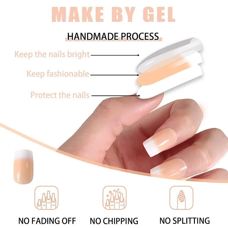 WANTER - 100pcs French Nails For Girls, With 2 Nails Glue Sheet Stickers, Artificial Nails, Nails For Girls Beautiful Fake Nails Fancy Nails With Nail Glue, Nails Acrylic Nails Kit 100pcs Set False Nails