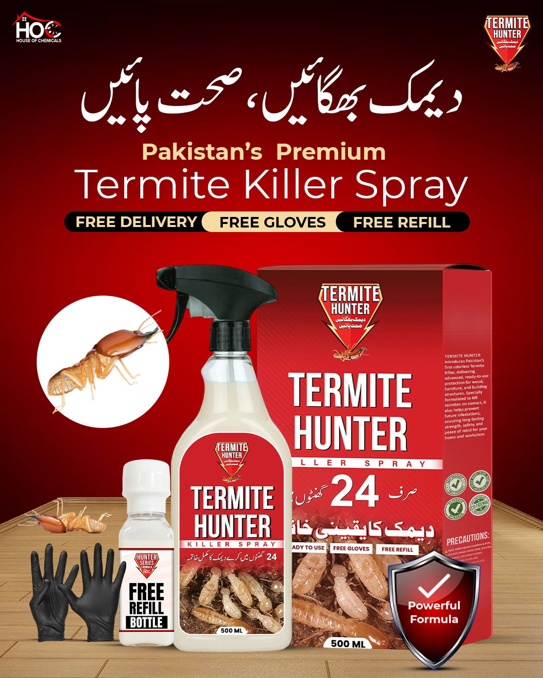 Deemak دیمک (Termite) Killer Spray with Free Refill & Gloves Kill Termite within 24 hours