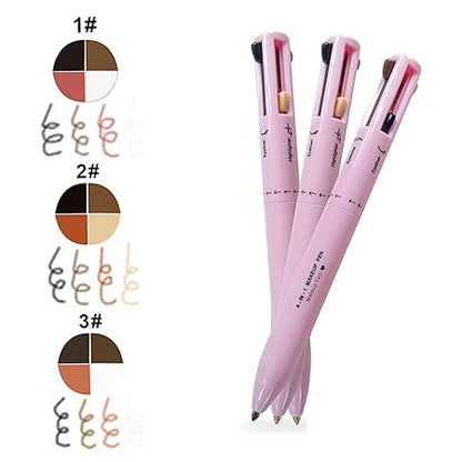 4 in 1 Make Up Pe, Multifunctional Eyebrows Eyeliner Lip Liner Highlighter Makeup Pen, Touch Up 4-in-1 Makeup Pen, Waterproof All In One Makeup Pen Eye Long Lasting (Pack of 1)