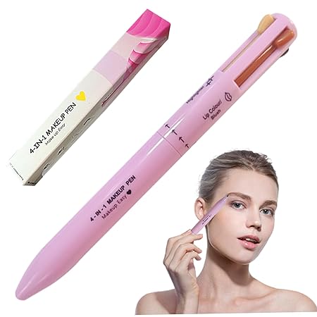 4 in 1 Make Up Pe, Multifunctional Eyebrows Eyeliner Lip Liner Highlighter Makeup Pen, Touch Up 4-in-1 Makeup Pen, Waterproof All In One Makeup Pen Eye Long Lasting (Pack of 1)