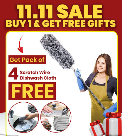 Buy Cleaning Feather Grey Duster 10 Feet Long & Get 4 FREE Gifts Scratch Wire Dishwash cloths (Imported Quality)