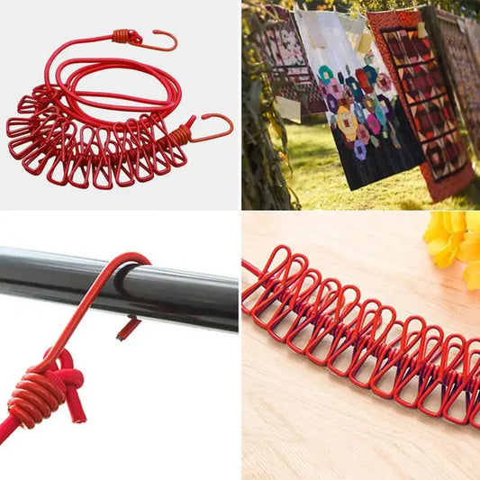 Stretchable Clothes Line With 12 Clips Drying House of Discounts.pk