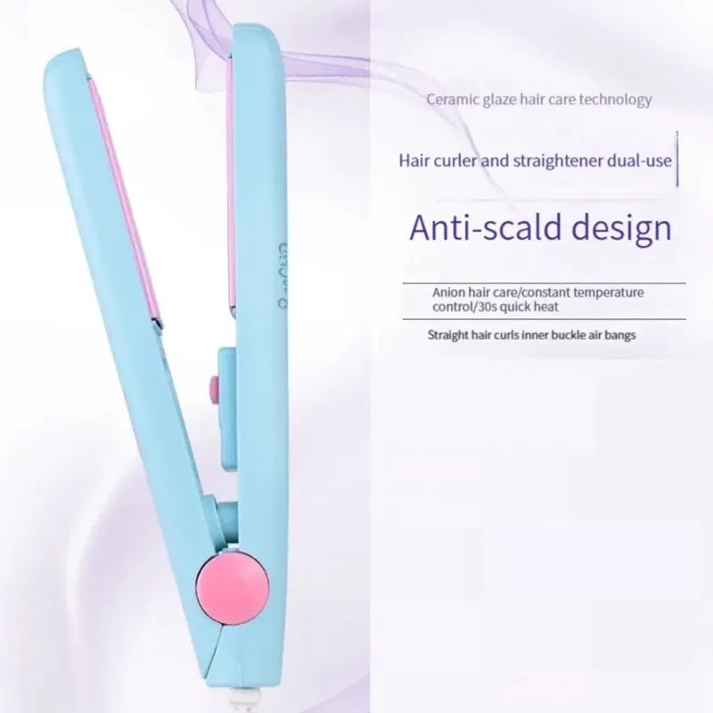 Mini Hair Straightener Clipboard Small Power Plug Curling Hair Straight Hair Girls Air Bangs Portable Hair Straightener