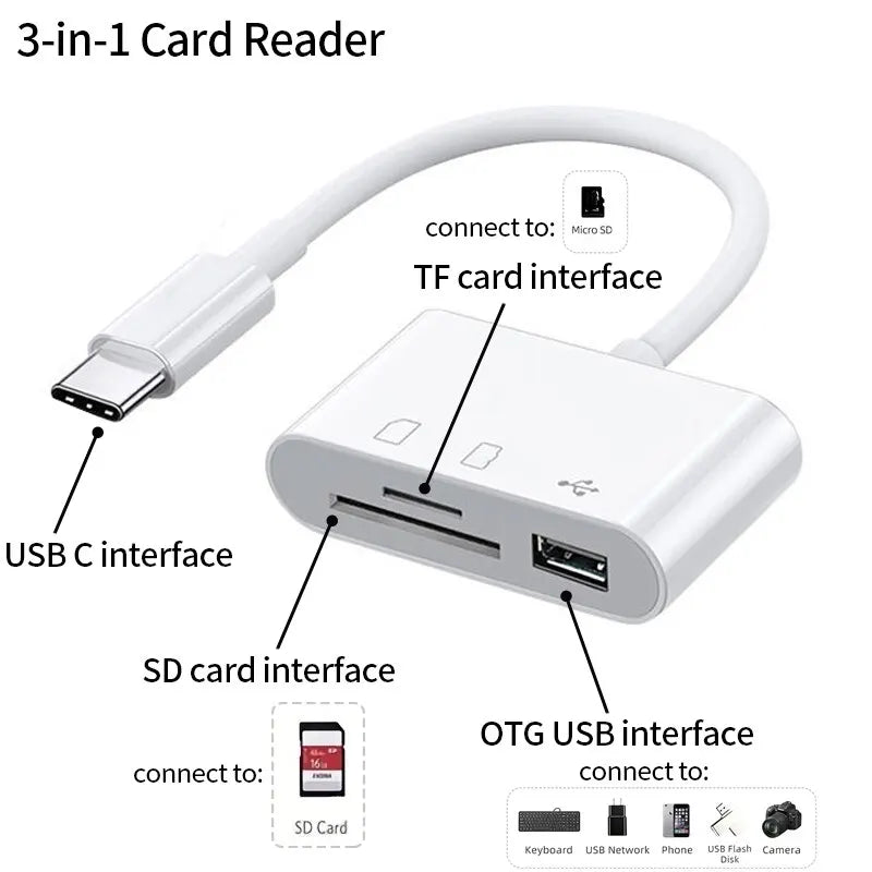 Type C Adapter TF CF SD Memory Card Reader OTG Writer Compact Flash USB-C for IPad Pro Huawei Macbook Samsung Xiaomi Cardreader