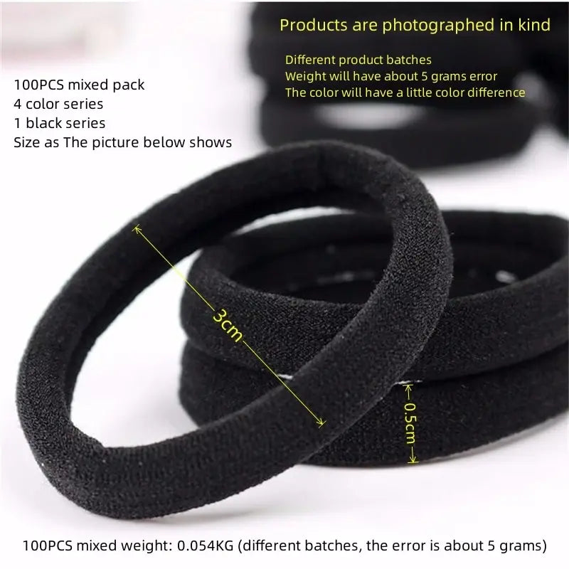 Many People Like The High Elasticity Hair Rope 100 Pack Of Multiple Colors Seamless Hair Ring Rope