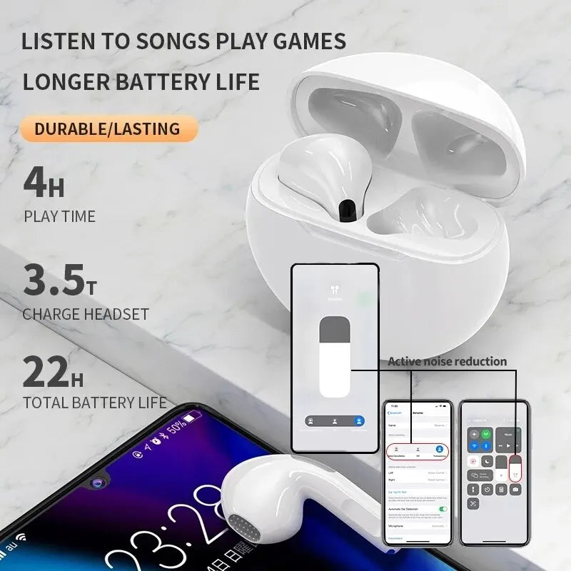 Original Air Pro 6 TWS Wireless Bluetooth Earphones Headphones Mini Earpone Headset For Xiaomi Android Apple iPhone Earbuds