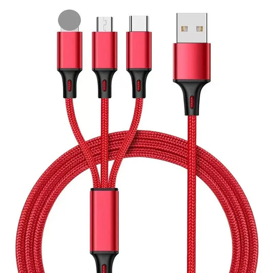 3 In 1 USB Fast Charging Cable Type C Micro IOS Multi Charger Cable for iPhone Huawei Samsung Nylon Braided Cord