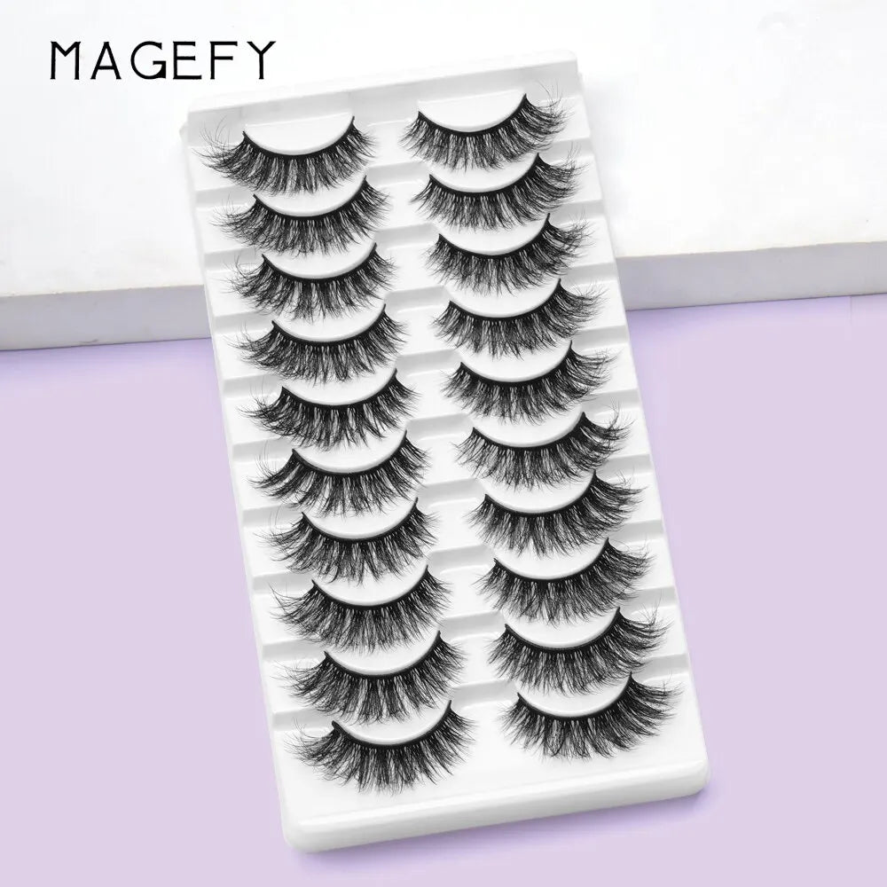 MAGEFY 14 Pieces Eyelashes Tool Kit 10 Pair Eyelashes 2Pcs Disposal Brush 2Pcs Professional Tweezers For Beauty Makeup Tool Set