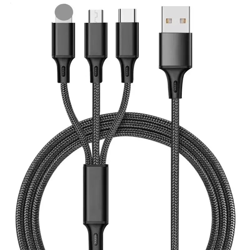 3 In 1 USB Fast Charging Cable Type C Micro IOS Multi Charger Cable for iPhone Huawei Samsung Nylon Braided Cord