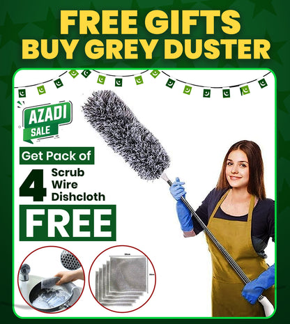 Buy Cleaning Feather Grey Duster 10 Feet Long & Get 4 FREE Gifts Scratch Wire Dishcloths (Imported Quality)